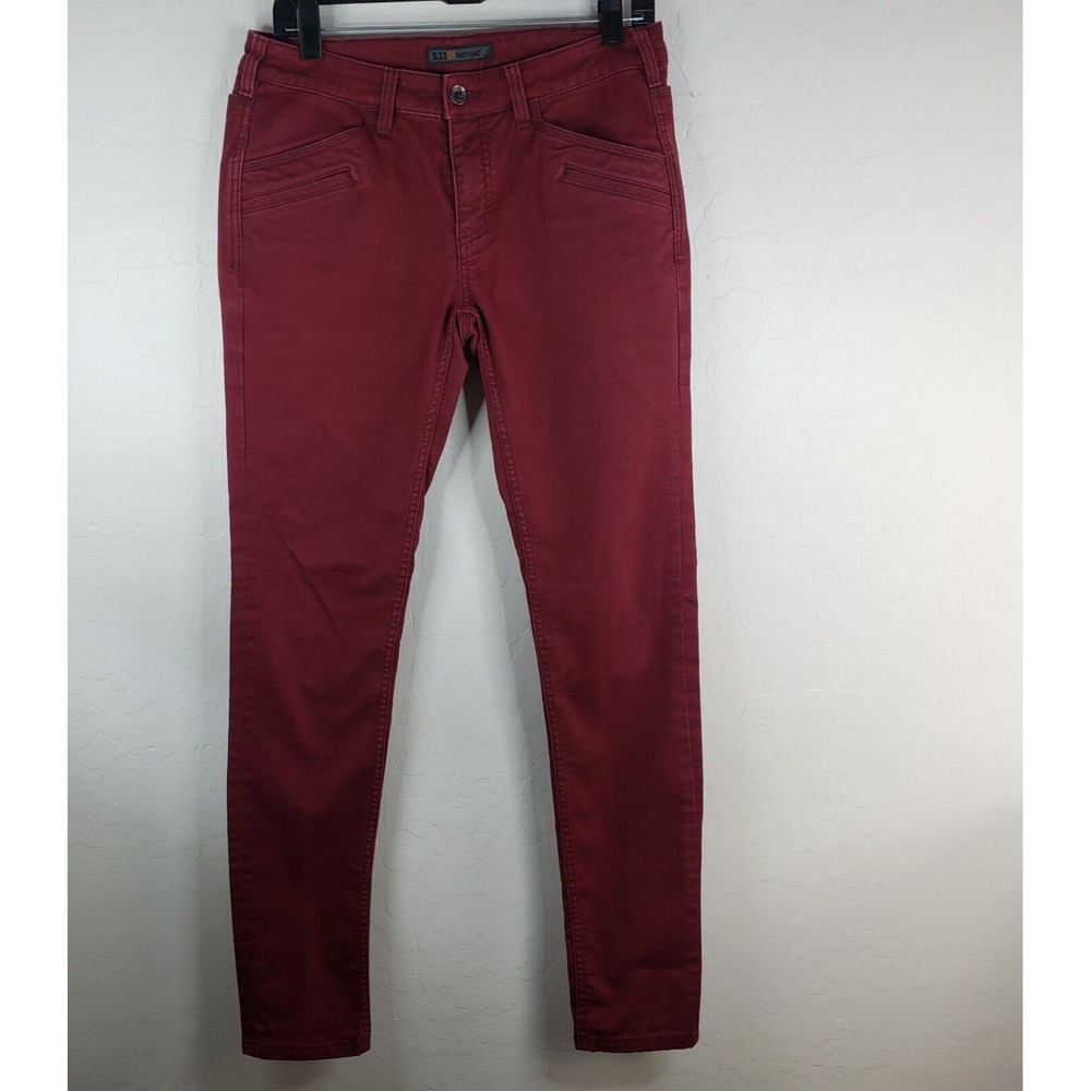 5.11 Tactical Jeans 30x33 Skinny Ankle Low Rise Womens Size 10 Red Stretch Denim